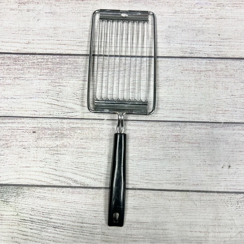 Vintage EKCO USA Utensil Tomato Slicer Serrated Stainless Steel Black Handle
